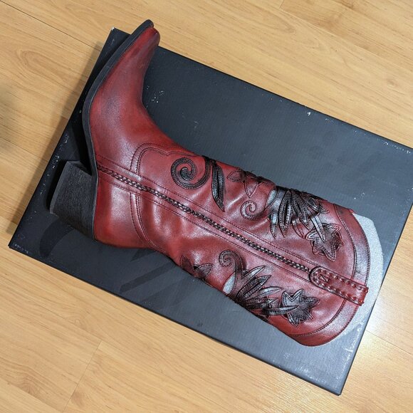 Red Carlos Santana Slinger Cowboy Boots size 7 - Picture 11 of 11